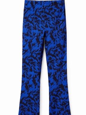 Blue and Black Patterned Flare Pants